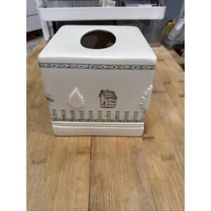 VTG Pfaltzgraff Ceramic Spring Naturewood Tissue box Kleenex Holder Leaves *